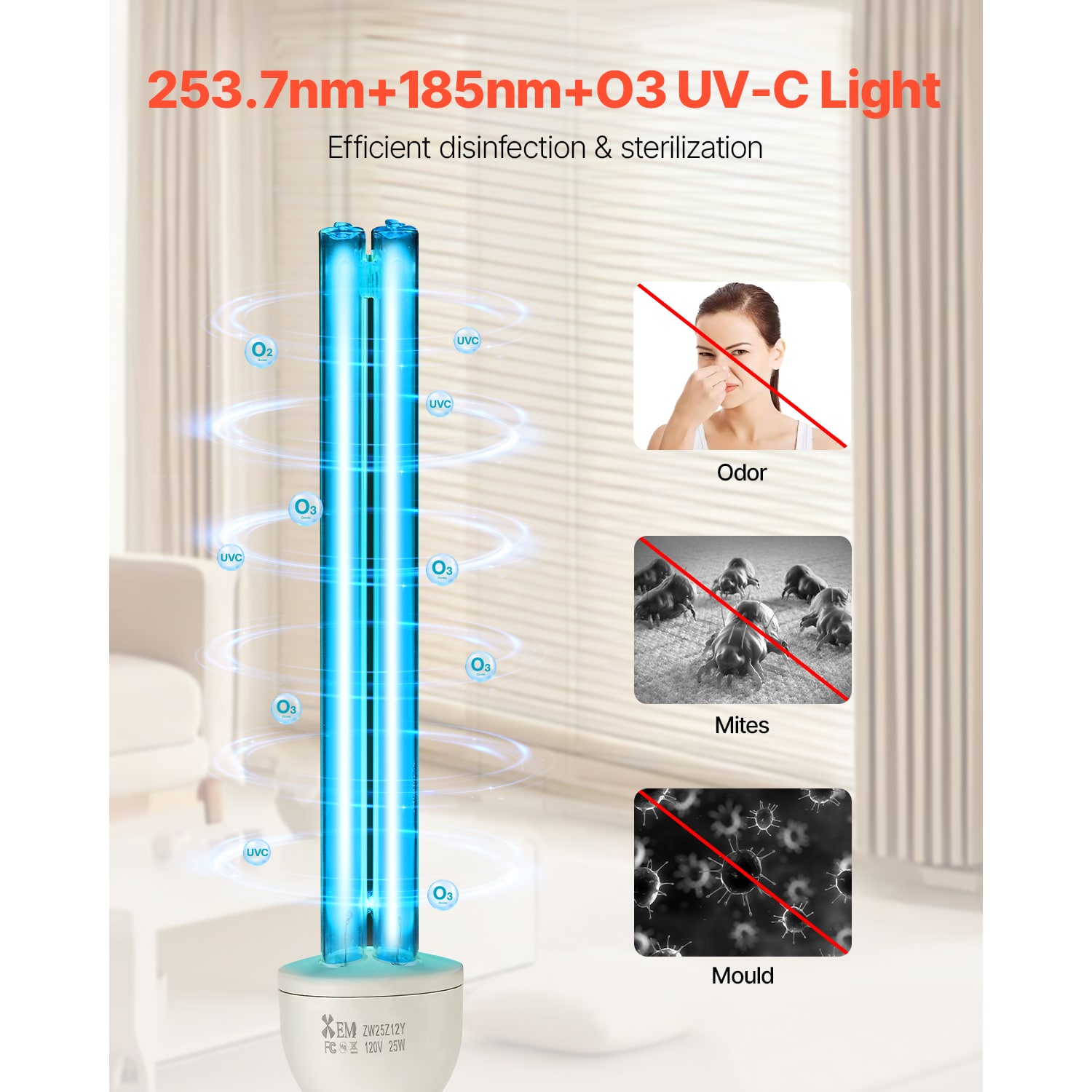 UV Light Bulb 2 Pack 25W Replacement Ultraviolet UVC Lamp With Ozone UVO Bulb_voghion.com